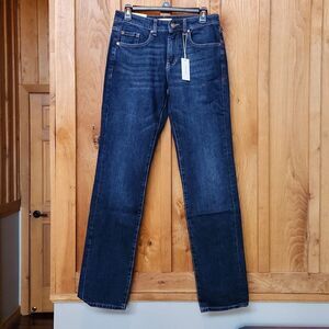 NEW Warp + Weft Chicago Straight Leg Mid Rise Jeans, 30 X 34, Dark Blue Denim